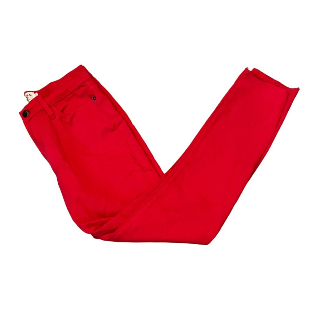 FRAME Le High Skinny Vintage Red Raw Hem Ankle Jeans Size 28